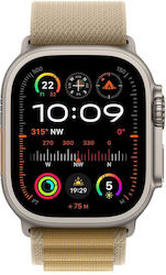 Apple Watch Ultra 2 Titanium 49mm Waterproof with eSIM and Heart Rate Monitor (Natural with Tan Alpine Loop - Small)