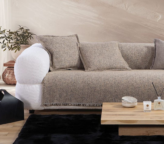 Nef-Nef Homeware Alamo Three-Seater Sofa Throw Jacquard 170x300cm Beige