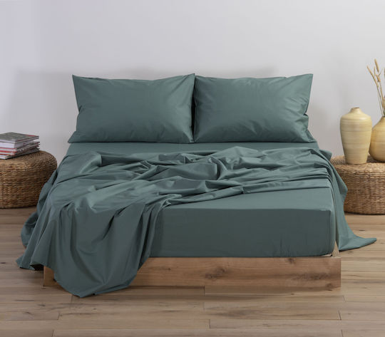 Nef-Nef Homeware Bettlaken Doppelter mit Gummiband 140x200+30cm. Basic Grün