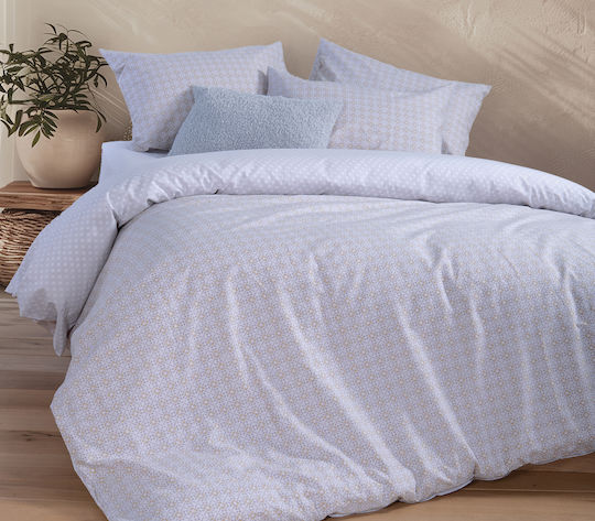 Nef-Nef Homeware Σετ Παπλωματοθήκη Βαμβακερή Υπέρδιπλη με 2 Μαξιλαροθήκες 240x230cm Module Grey