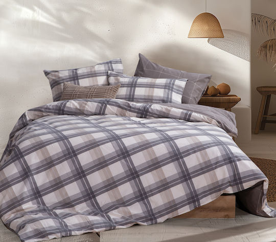 Nef-Nef Homeware Duvet Cover Set Cotton Single with Pillowcase 160x230 Highlar Grey
