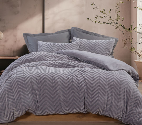 Nef-Nef Homeware Комплект Плик за Завивка Кинг Сайз с 2 Калъфки 240x220 Carmen Сив