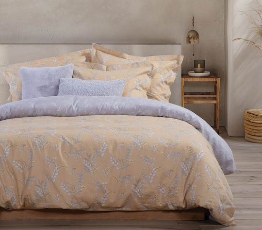 Nef-Nef Homeware Duvet Cover Set Cotton Satin Queen with 2 Pillowcases 240x230 Verden Honey