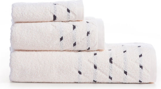 Nef-Nef Homeware Σετ Πετσέτες Μπάνιου 3τμχ Cheville 70xεκ. Ecru Βάρους 500gr/m²