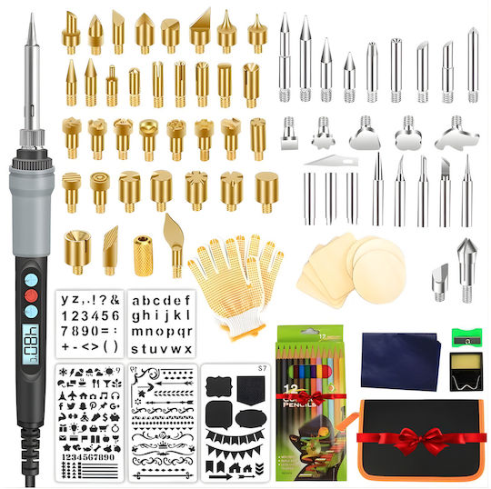Professional Pyrography Soldering Set 110 Pieces Lcd Digital Display Adjustable Temperature