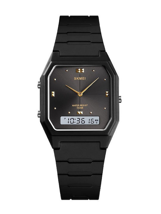 Skmei Digital Men's Watch 20mm Battery with Rubber Strap Black Black Skmei