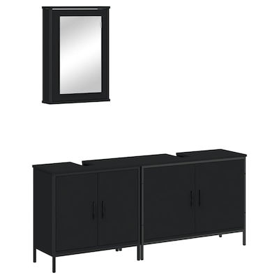 vidaXL Cabinet de chiuveta cu oglindă L42xl12xH60cm Negru