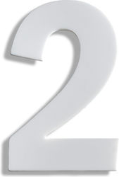House Number Sticker ''No2'' 73 X 50 Mm White Matte Plastic Darvin