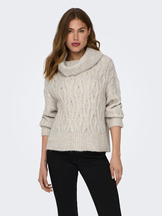 Only Women's Sweater Turtleneck Ivory Coast