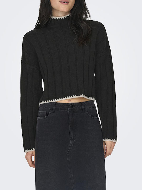 Only Damen Crop Pullover Black