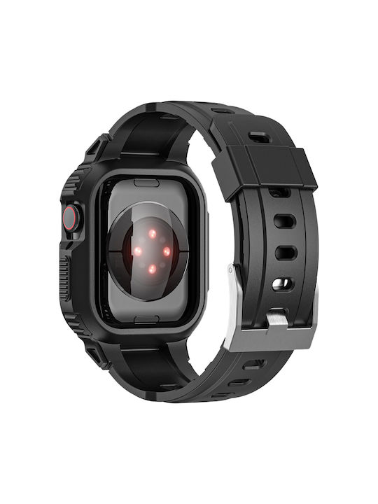 Силиконова регулируема каишка за Apple Watch Ultra 49mm Черна