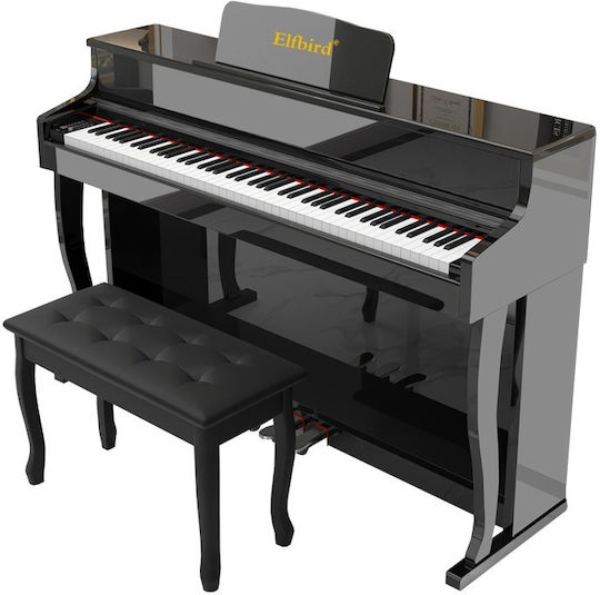 Elfbird Електрически Изправен Пиано BL-880 Комплект с 88 Динамичен Клавиши Вградени говорители и Свързване със Слушалки Черно