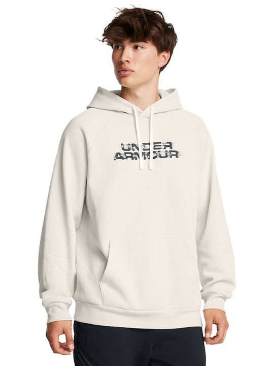 Under Armour Ua Rival Φούτερ με Κουκούλα Λευκό