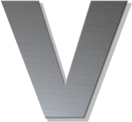 One Two Three Done Πινακίδα με Γράμμα V σε Ασημί Χρώμα 8cm 13319-80-V-IN