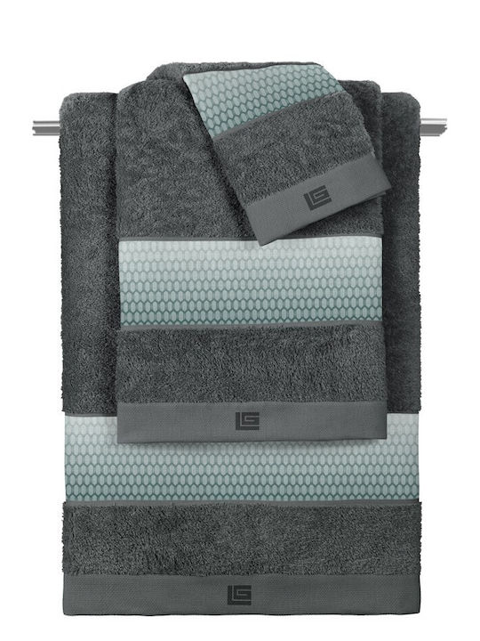 Guy Laroche 3pc Bath Towel Set Aqua Grey Anthracite Weight 500gr/m²