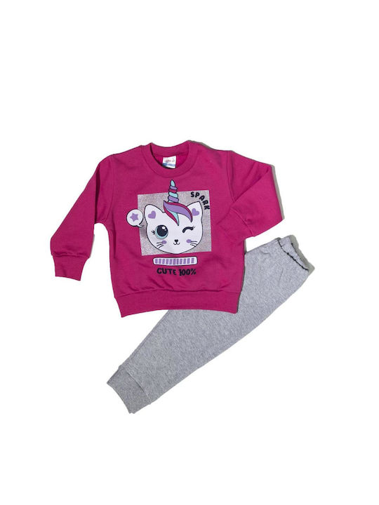 Spark Copilăresc Set de pantaloni de trening Fuchsia 2buc