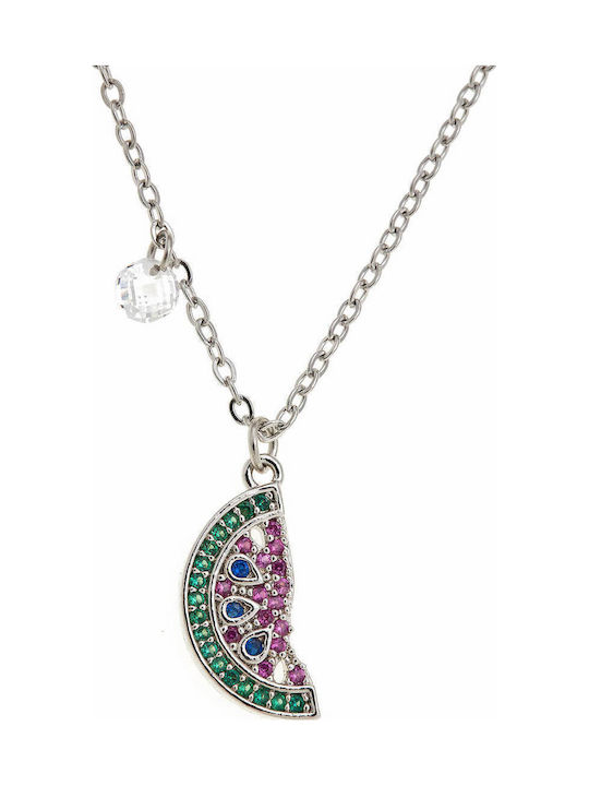 Gold Plated Steel Chain Kids Necklaces Καρπούζι Με Πέτρες NC-0031