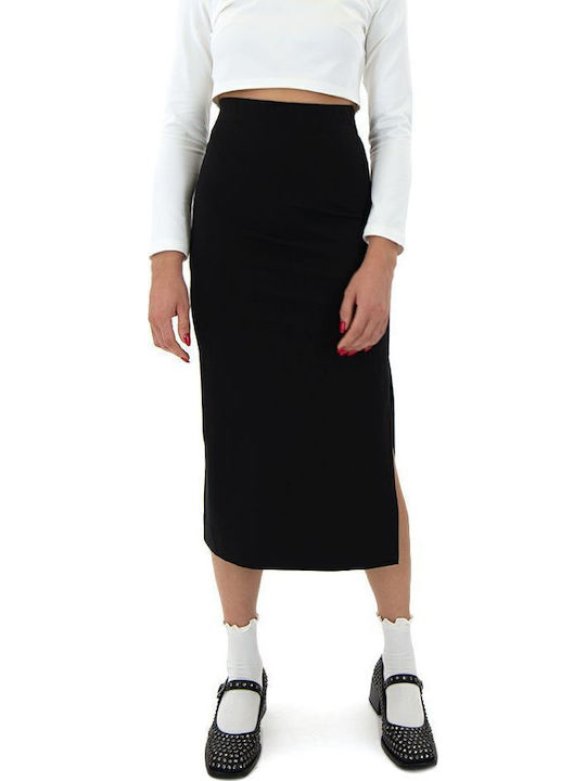 High-waisted Midi Skirt Black