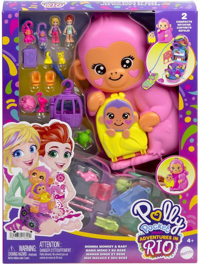 Mattel Polly Polly Pocket Momma Monkey & Baby για 4+ Ετών
