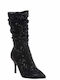 Xti Suede High Heel Women's Boots with Zipper Black