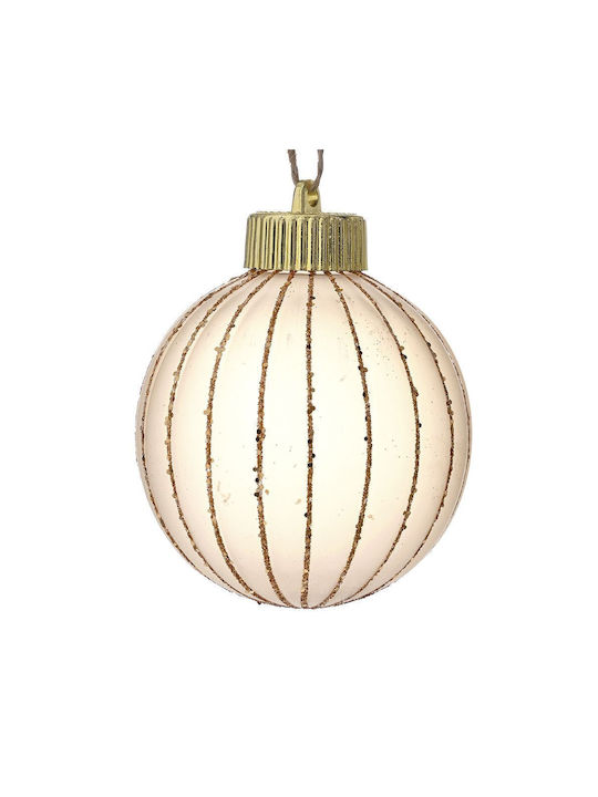 Cream Gold Plastic Ball 9cm Stripes