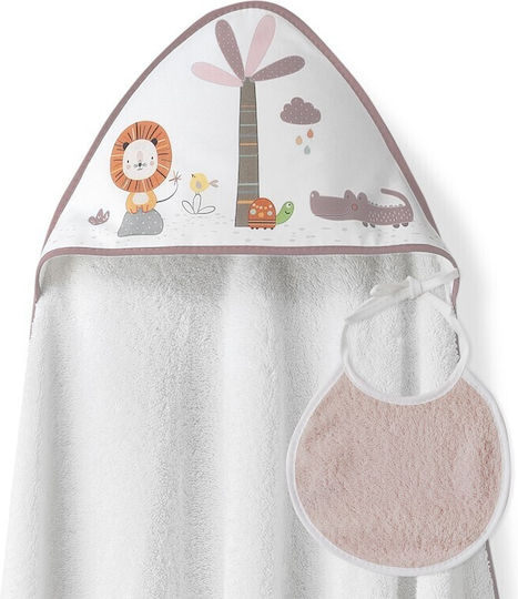 Interbaby Geschenkset für Babys Cape & Lätzchen - Weiß – Dunkelrosa
