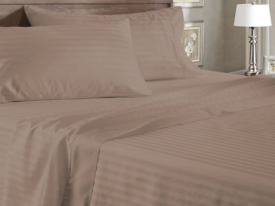 Hotel Sheet Fitted Brown Semi-Double 180x200cm 1pcs