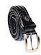 Men's Knitted Leather Wide Belt Black
