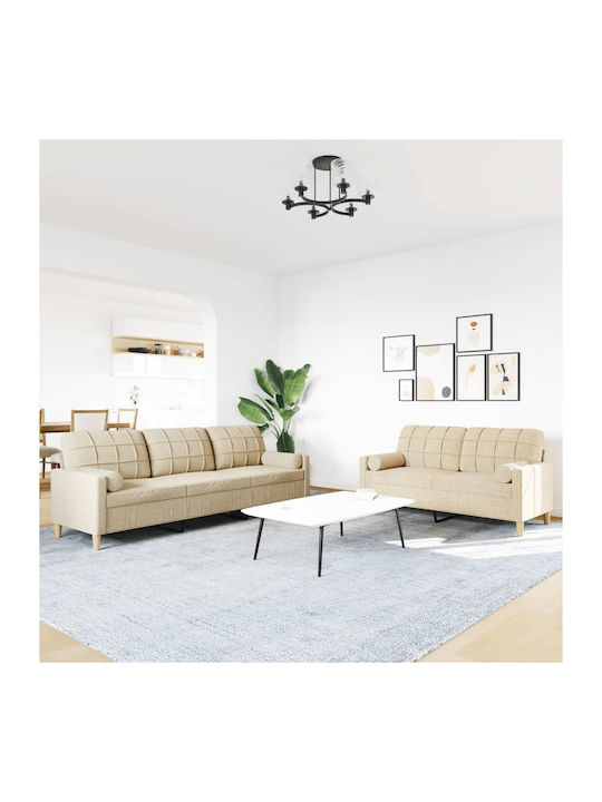 Vidaxl Wohnzimmer-Set 2-teilig Creme Stoff Deko...
