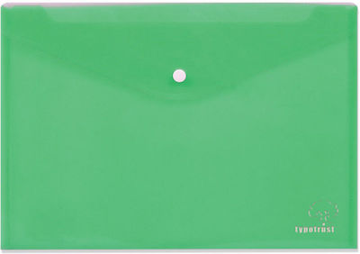 Typotrust Folder Transparent with Button for Paper A4 Green