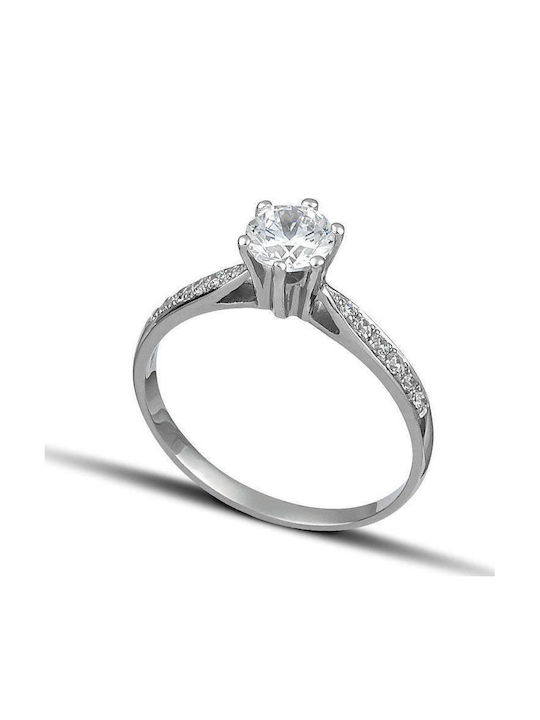 Themelidis Jewels Μονόπετρο από Λευκόχρυσο