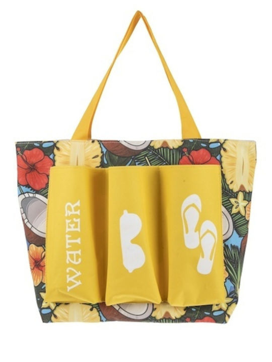 Lalos Fabric Beach Bag Yellow