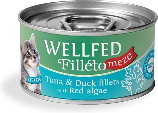 Wellfed Filleto Meze Wet Food for Young Cats in Cans with Tuna and Duck 70gr