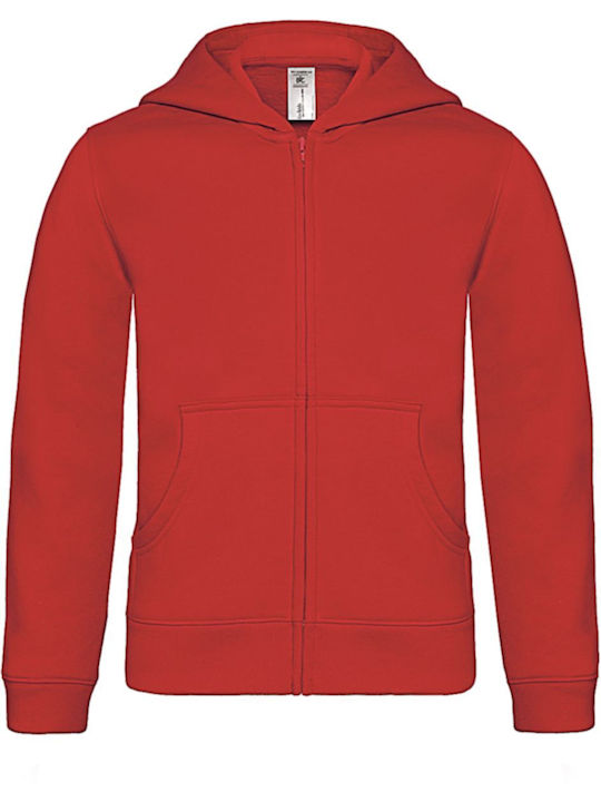 B&C Kids Sweatshirt Cardigan with Hood Red