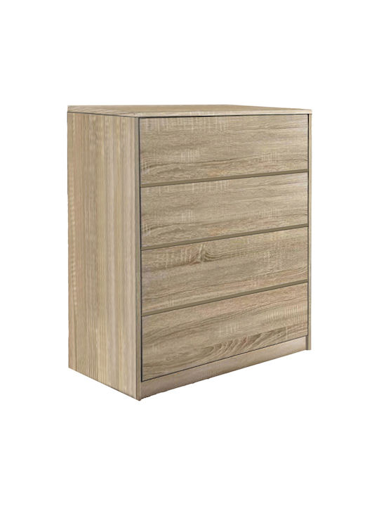 Kuanger Wooden Chest of Drawers Φυσική Απόχρωση with Artificial Leather Coating 80x40x80cm