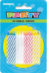 Κεριά Πολύχρωμα Multicolor Spiral Birthday Candles 24 Τμχ