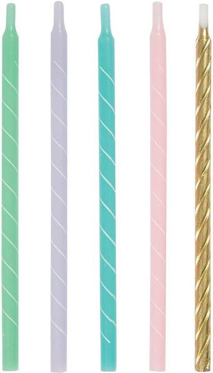 Pastel Color Assorted Spiral Birthday Candles 12 Pcs