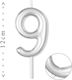 Birthday Candle "9" in Silver Color