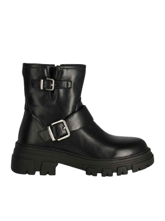 Leder Stiefeletten Damen Schwarz