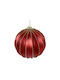 Glass Ball Red/Gold Stripes D8cm