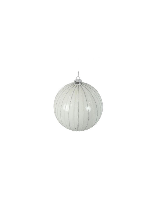 Glass Ball White Stripes D10cm