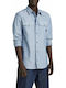 Marine Langärmlig Baumwolle Hemd Light Blue