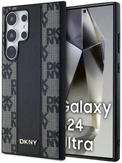 DKNY Pattern Back Cover Piele artificială / Piele Negru (Galaxy S24 Ultra)