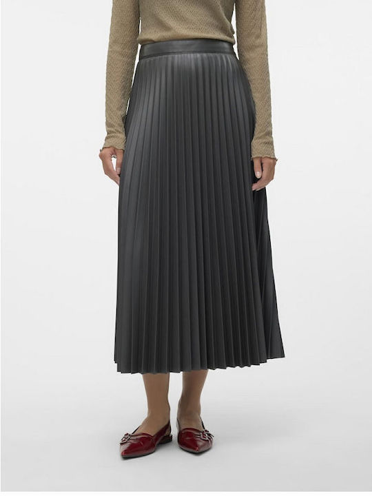 Vero Moda Leather Pleated Maxi Skirt grey