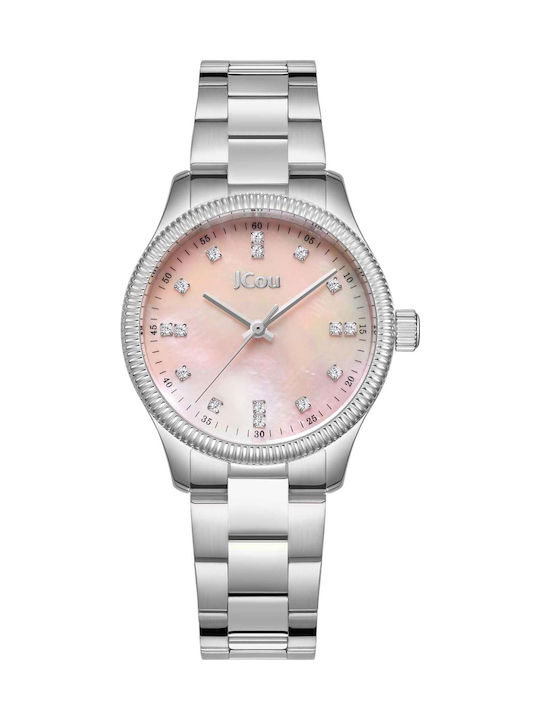Jcou Damen Uhr mit Silber Metallarmband