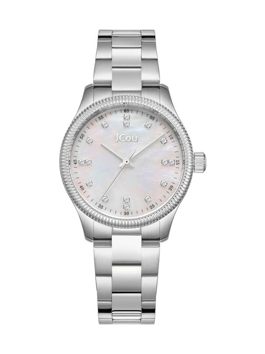 Jcou Damen Uhr mit Silber Metallarmband