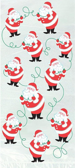 Unique Santa Christmas Plastic Crăciunească Geantă pentru Cadou Argintiu 28x12cm. 20buc
