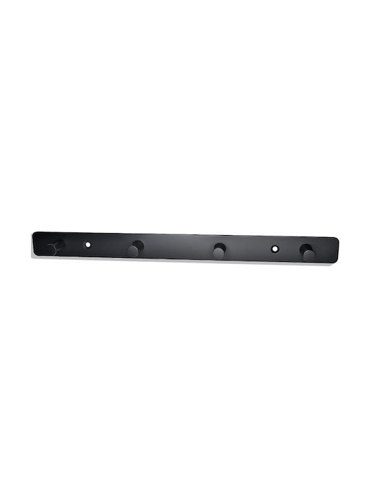 Black Metal Wall Hanger with 4 Positions 30cmx2.5cmx2cm No 300-4 Haus Benchmark-kpe-206