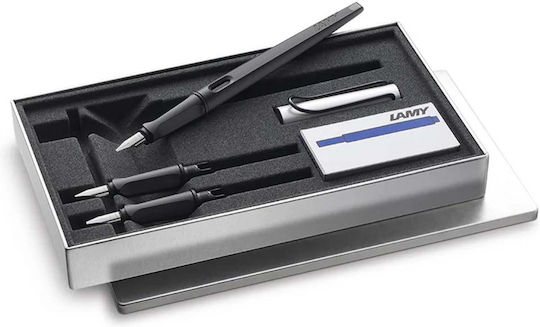 Lamy Set Calligraphy Stub 1.5mm Black Fountain Pen Made of Aluminum with Black Ink