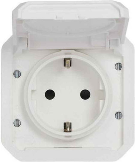 Legrand Plexo Μονή Χωνευτή Πρίζα Ρεύματος Στεγανή με Καπάκι Λευκή